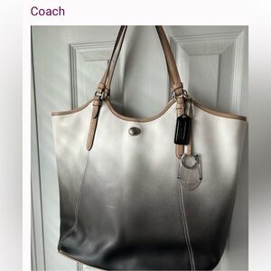 Coach Peyton Ombré Silver/Charcoal Posh Leather Gradient design Tote Bag